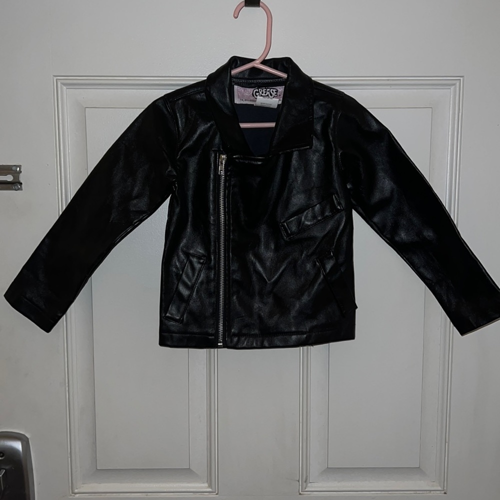 Kids black leather “T-birds” jacket size 4t